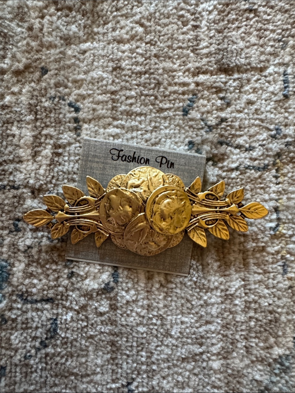 NWT Gold Leaf & Coin Brooch